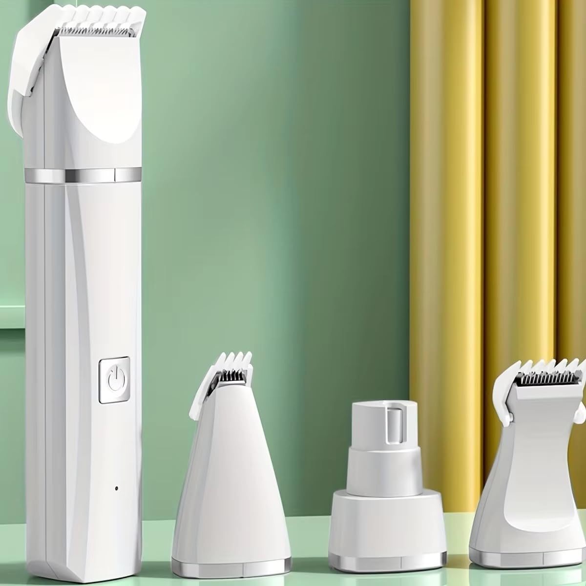 Dog Clippers Grooming Kit Hair Clipper-Low Noise Paw Trimmer- Rechargeable - Cordless Electric Quiet Nail Grinder Shaver for Cats and Other Pets (White)