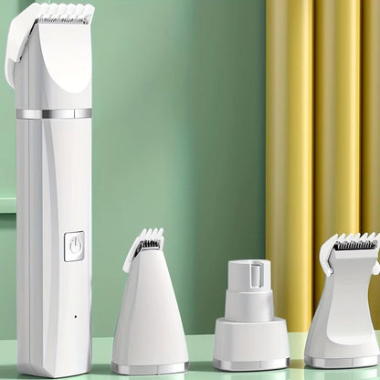 Dog Clippers Grooming Kit Hair Clipper-Low Noise Paw Trimmer- Rechargeable - Cordless Electric Quiet Nail Grinder Shaver for Cats and Other Pets (White)