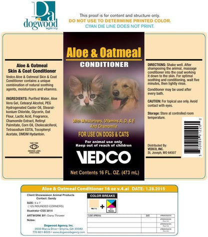 Vedco Aloe & Oatmeal Pet Conditioner, 1 Gallon, with Moisturizers and Vitamins, for Dogs and Cats