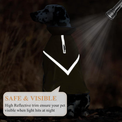 VIVAGLORY Hands Free Dog Leash + Dog Coat, Running Waist Leash with Belt for Running Walking, Warm Fleece Lined Reflective