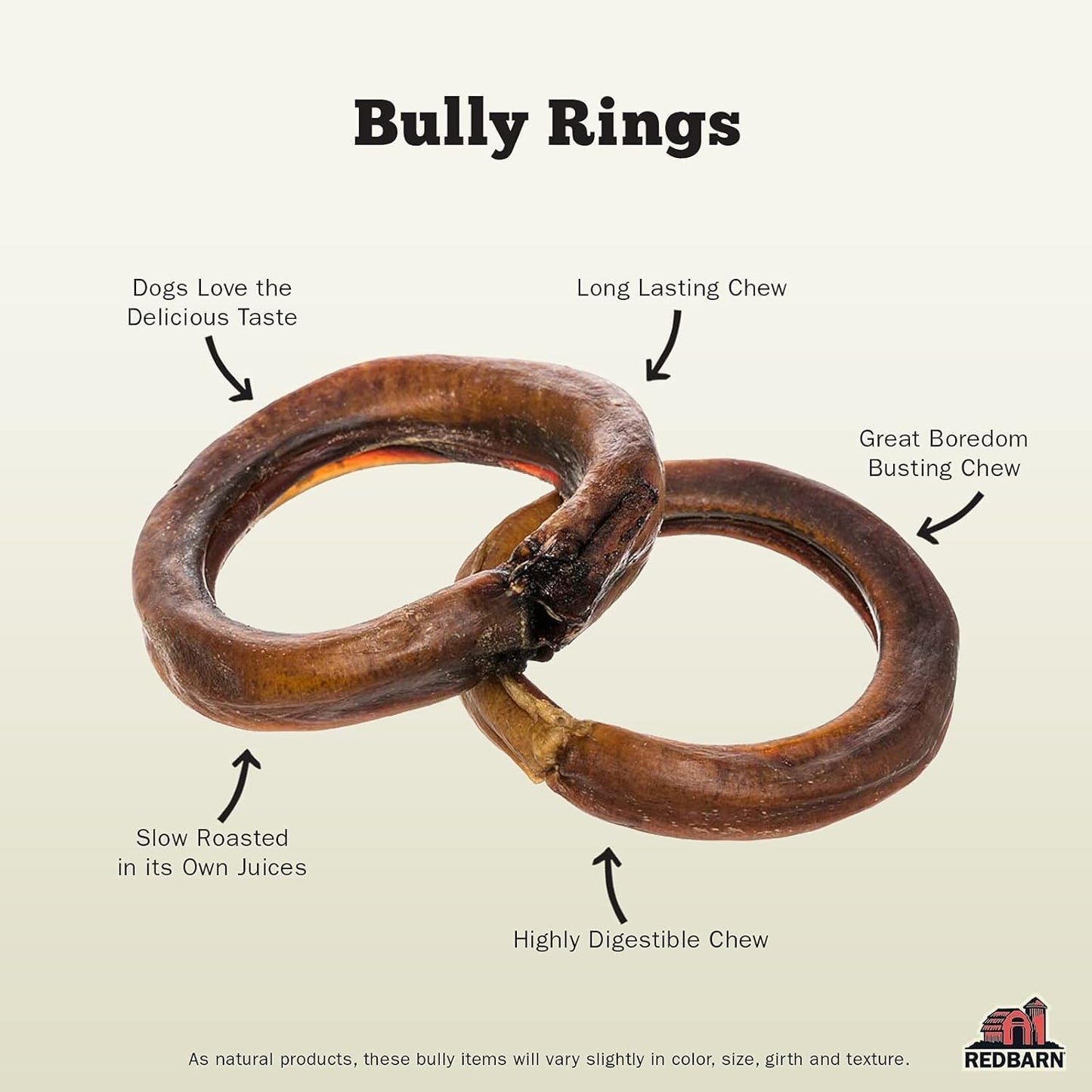 Redbarn Braided Bully & Bully Rings Value Bundle for Medium and Large Dogs - Single Ingredient Rawhide Free for Aggressive Chewers