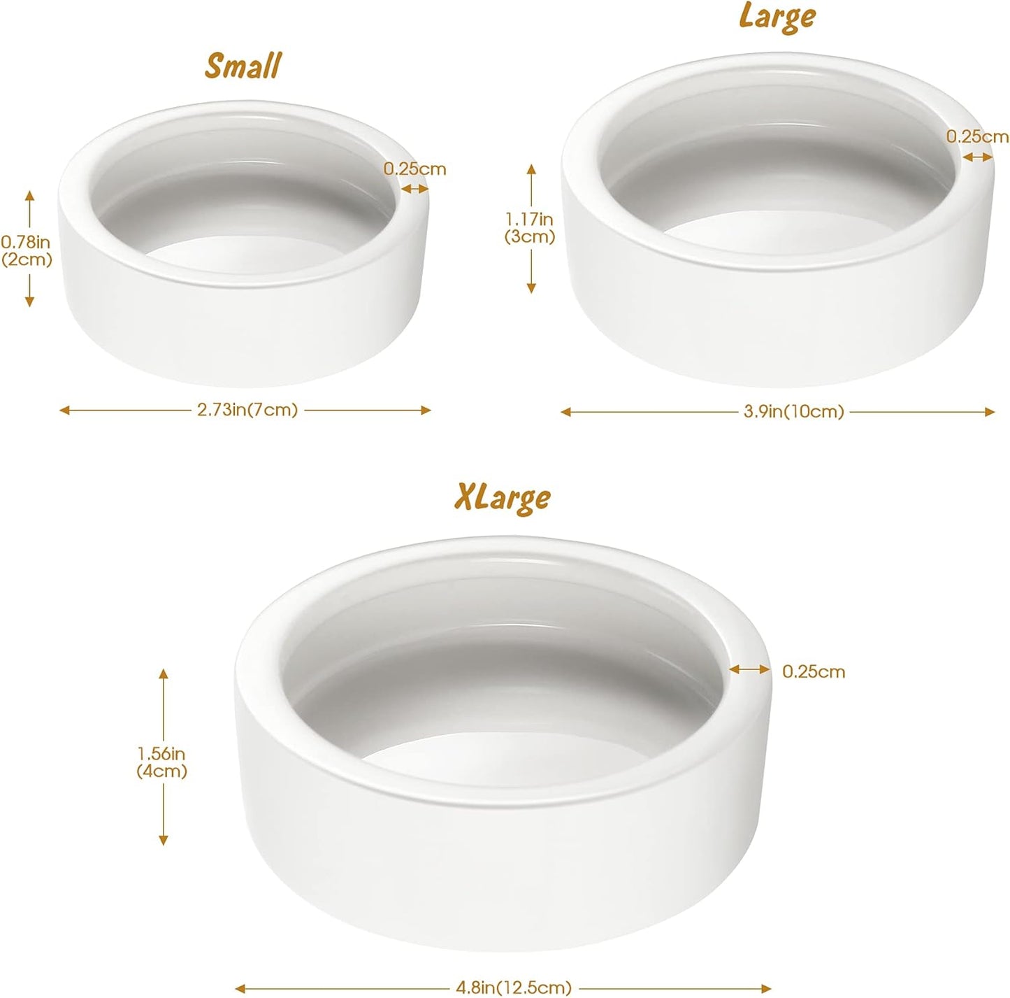 Reptile Food Dish Bowl, Worm Water Dish Small (2.75in) Lizard Gecko Ceramic Pet Bowl, Mealworms Bowls for Leopard Bearded Dragon Chameleon Hermit Crab Dubia Cricket Anti-Escape Superworm Feeder 2 Pack