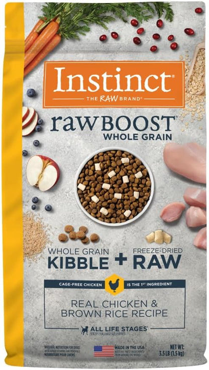 Instinct Raw Boost, Natural Dry Dog Food with Freeze Dried Pieces, High Protein, Whole Grain Recipe - Real Chicken & Brown Rice, 3.5 lb. Bag