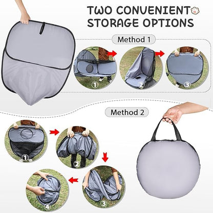 Pet Playpen with Surround Tunnel, Outdoor/Indoor Cat Playpen with Breathable Soft Sides，Tailtastic Cat Enclosure Tent for Small Animals, Portable Tent with Carry Bag (Medium)