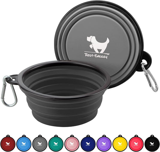 Collapsible Dog Bowls for Travel, 2-Pack Dog Portable Water Bowl for Dogs Cats Pet Foldable Feeding Watering Dish for Traveling Camping Walking with 2 Carabiners, BPA Free