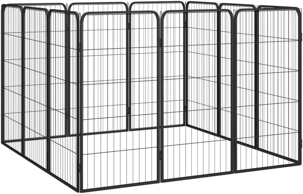 LUMILAND Provides Safe Play Area with 12-Panel Dog Playpen, Durable Powder-Coated Steel, Versatile Size, Black