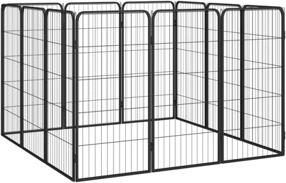 LUMILAND Provides Safe Play Area with 12-Panel Dog Playpen, Durable Powder-Coated Steel, Versatile Size, Black