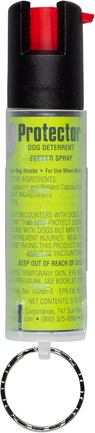 SABRE Protector Dog Spray with Key Ring, 14 Bursts, 12-Foot (4-Meter) Range, Humane Dog Attack Deterrent, Maximum Strength Allowed By EPA