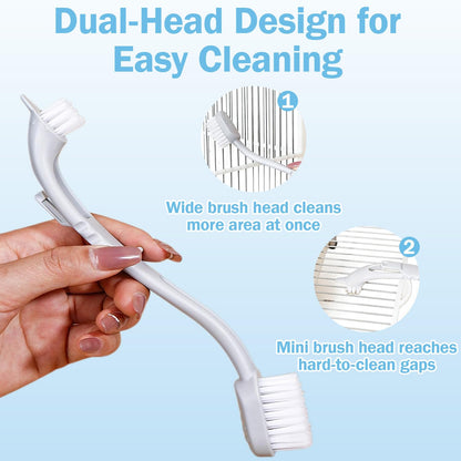 Bird Cage Cleaning Brush with Long Handle, Durable Hard Bristle Scrub Brush for Bird Droppings, Parrot Cage Cleaner Tool, Pet Bird Perch Cleaning Accessories for Aviary and Small Animal Cages