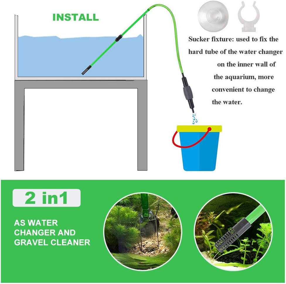 boxtech Fish Tank Water Change, Vacuum Siphon Water Changer Pump Sand Cleaner for Aquarium Water Filter