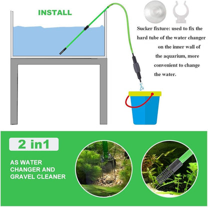 boxtech Fish Tank Water Change, Vacuum Siphon Water Changer Pump Sand Cleaner for Aquarium Water Filter