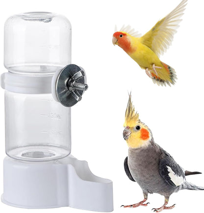 Automatic Pet Bird Water Feeder, Water Dispenser for Cage, Bird Cage Suspended Automatic Pet Water Feeder, Parrot Feeders for Parakeet Budgie Cockatiel Lovebirds Canary Finch