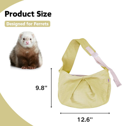 Ferret Sling Carrier - Pet Carrying Bag with Adjustable Strap Hands Free Shoulder Bag Crossbody Travel Slings Soft Small Animal Bonding Pouch Front Backpack for Ferret Rabbit Puppy Kitten (Yellow)