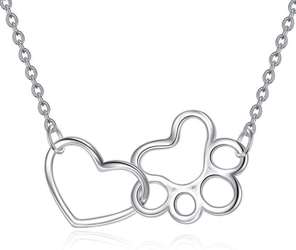 ONEFINITY Paw Print Necklace 925 Sterling Silver Cat Dog Paw Pendant Jewelry for Women Pet Lover Gifts