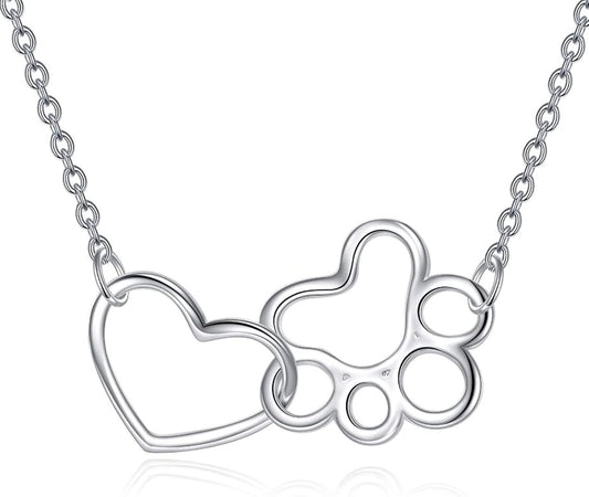 ONEFINITY Paw Print Necklace 925 Sterling Silver Cat Dog Paw Pendant Jewelry for Women Pet Lover Gifts