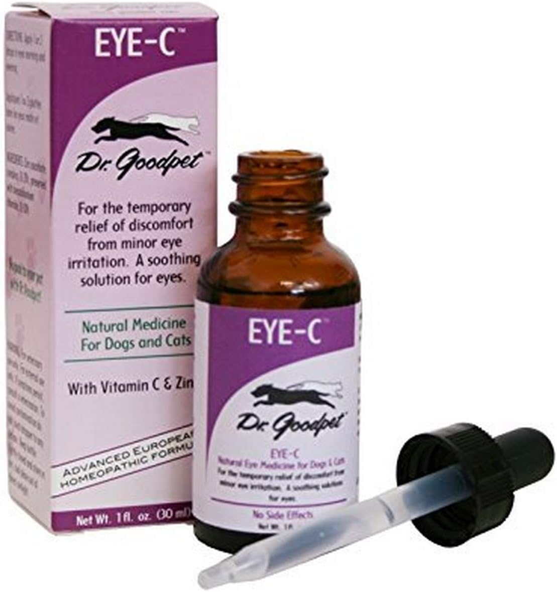 Dr. Goodpet Eye-C All-Natural Eye Drops for Dogs, Cats, Horses, Small Animals | Human Quality Zinc & Vitamin C | Superior Eye Care | Soothes, Washes, Moisturizes and Helps Irritation | Made in the USA