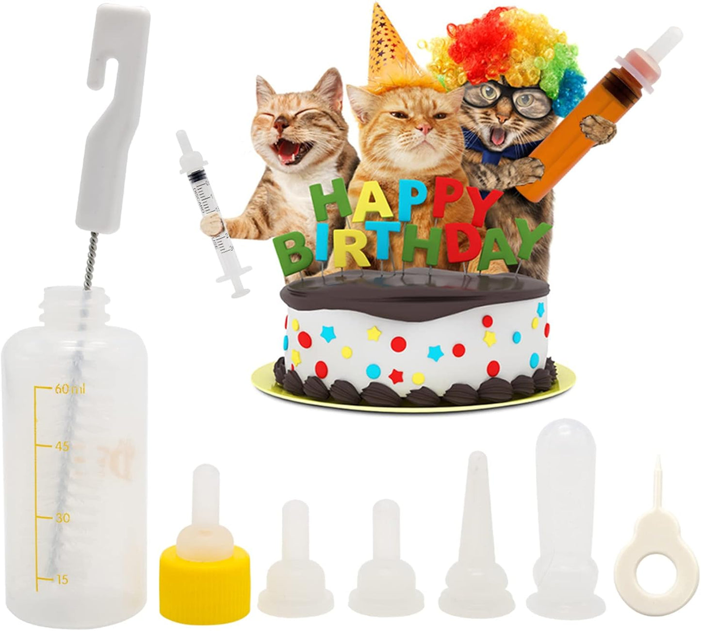 Puppy Kitten Bottle for Nursing, Newborn Baby Dog Cat Rabbit Feeding Bottles with Nipples Feeder Kit