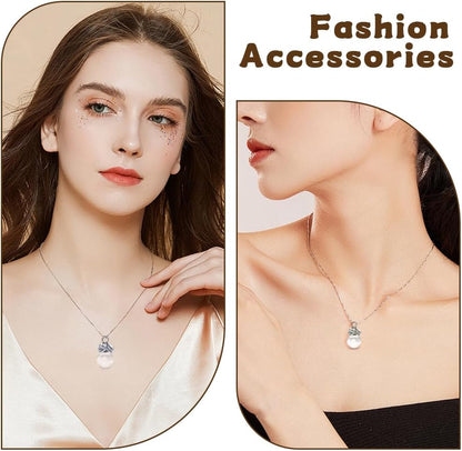 Dog Fur Memorial Necklace Pet Hair Mini Glass Ball Keepsake with Love Pendant Stainless Steel Chain Small Urn Handmade Jewelry DIY Gift for Dog Lover(Silver)