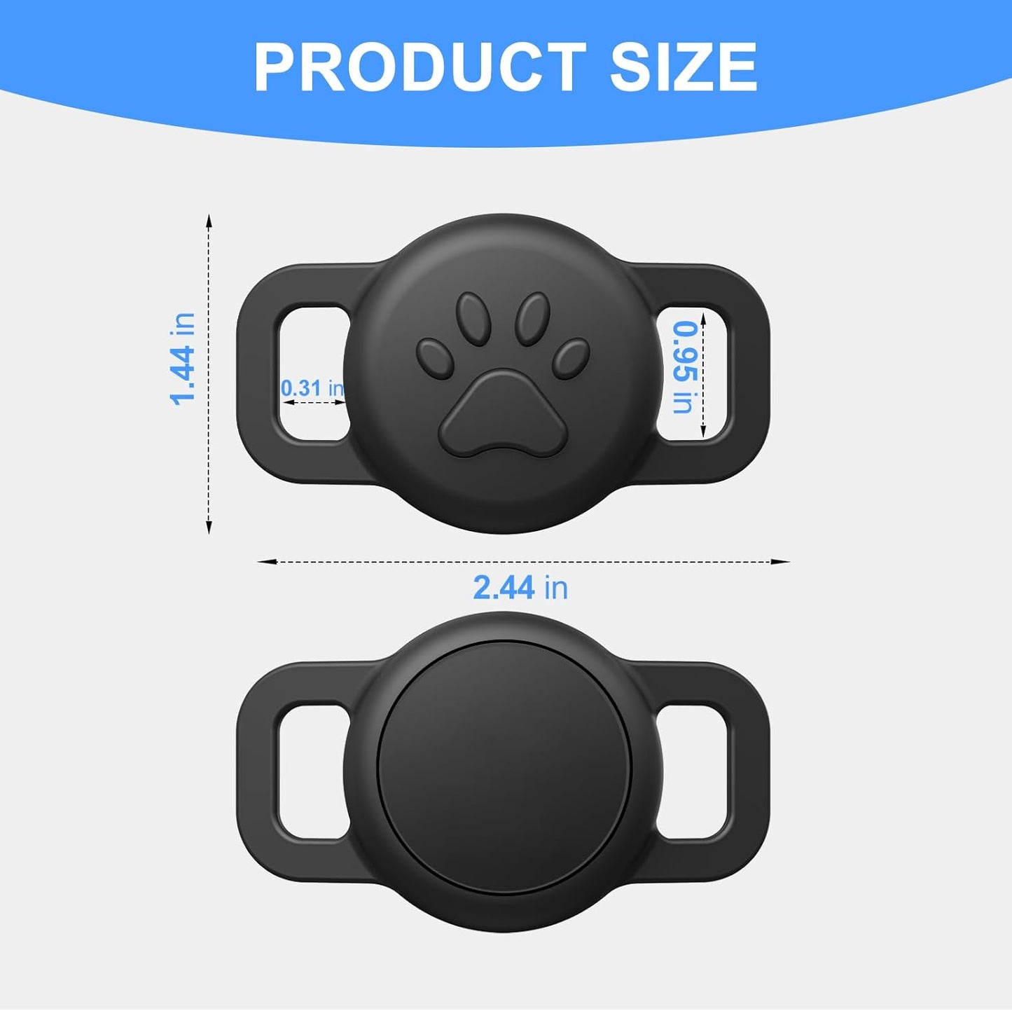 【2 Pack】 2025 Latest Air Tag Cat Collar, Silicone Full-Body Covered, Waterproof Cat Collar Air tag Holder Soft Design Fits All Width Collars, Black