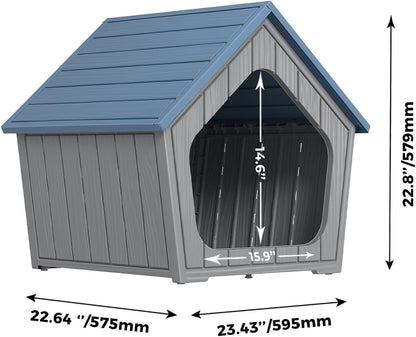 DRATO Dog House Indoor Outdoor Durable Resin Material Houses for Dogs Outside Weatherproof Cozy Small Dog Houses Pet Shelter for Patio, Porch, Living Room