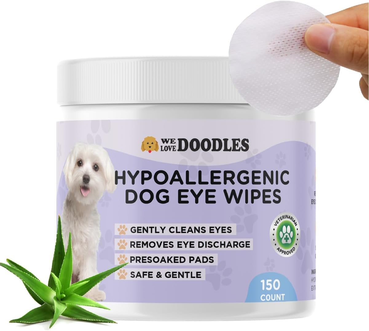 We Love Doodles Dog Eye Wipes - Gently Clean Eyes with Pre-Soaked Pet Eye Wipes Pads & Safe Dog Eye Cleaner - Effective Dog Tear Stain Remover (150 PCS)