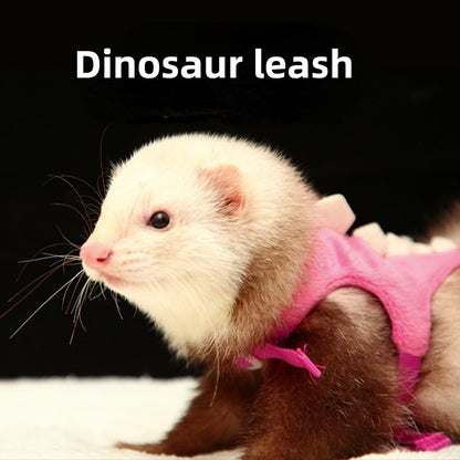 Ferret Harness and Leash Set Small Animals Vest Harness with Safe Bell Dinosaur Shaped Walking Clothes for Baby Rabbit Guinea Pig Teacup Chihuahua Mouse and Other Small Pet (Blue)
