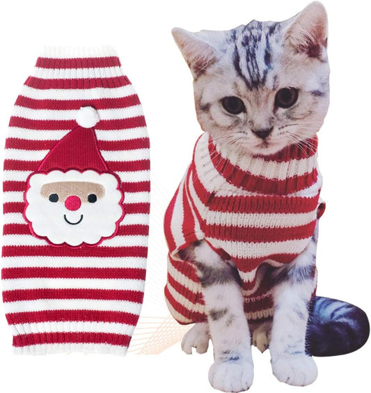 Cat Sweater Christmas Santa Claus Pet Cat Winter Knitwear Warm Clothes Medium