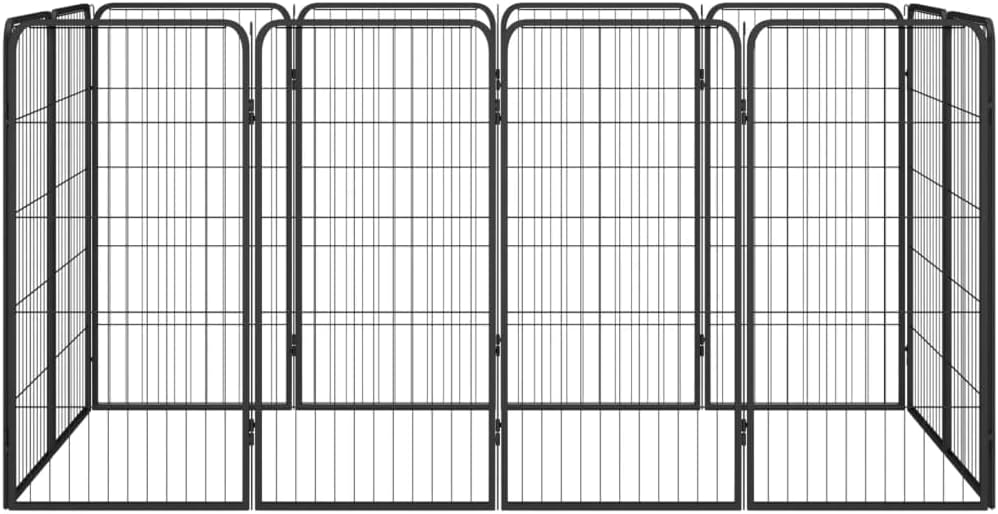 LUMILAND Provides Safe Play Area with 12-Panel Dog Playpen, Durable Powder-Coated Steel, Versatile Size, Black