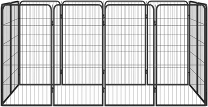 LUMILAND Provides Safe Play Area with 12-Panel Dog Playpen, Durable Powder-Coated Steel, Versatile Size, Black