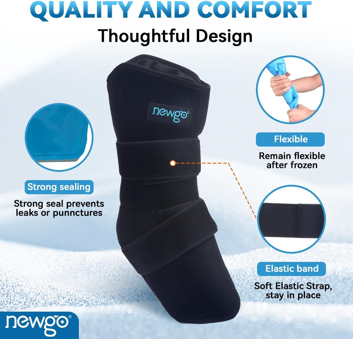 NEWGO Horse Ice Pack Reusable Horse Leg Wrap for Injury, Cooling Horse Knee Wrap Full Coverage Leg Ice Boot Cold Pack 2 Wrap with 4 Gel Packs for Knee, Legs, Boots, and Hooves