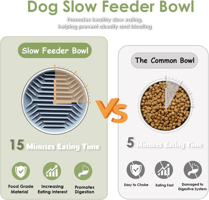 Slow Feeder Dog Bowls,Anti-Choking Slow Eating Dog Food Bowl,Non Slip Pet Slower Food Feeding Bowls for Small & Medium Pets (Labyrinth Pattern-Grey)