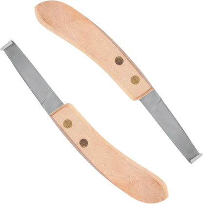 Hoof Knife Single Sided Edge Wide Blade – Stainless Steel Curved Blade Farrier Tool with Fine Wooden Grip, Multipurpose Hoof Trimming Knife for Livestock, 3-Inch Blade, 8.5-Inch Overall