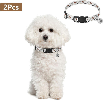 Horses Animals White Pattern Dog Collar with Buckle Adjustable 2 Pack Cat Puppy Collar for Small Dogs Cats