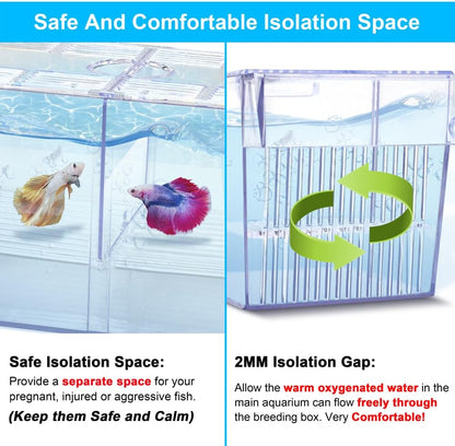 Fish Breeding Box Aquarium Holding Tank Transparent Fish Isolation Box Acclimation Hatchery Incubator Breeder for Betta Shrimp Clownfish Guppy