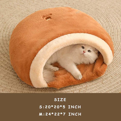 Cat Beds for Indoor Cats - Cute Cat Bed Cat Cave Bed ，Soft Calming Pet Bed with Removable Washable Cushioned Pillow，Cat Hideaway for Kitten&Puppy,Small Dog (Bear，S)