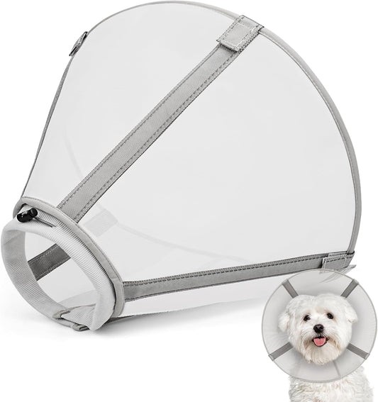 Dog Cone Collar to Stop Licking,Soft Mesh Recovery Collar After Surgery for Large Medium Small Dogs, Alternative to Elizabeth Cone of Shame (7,Grey)