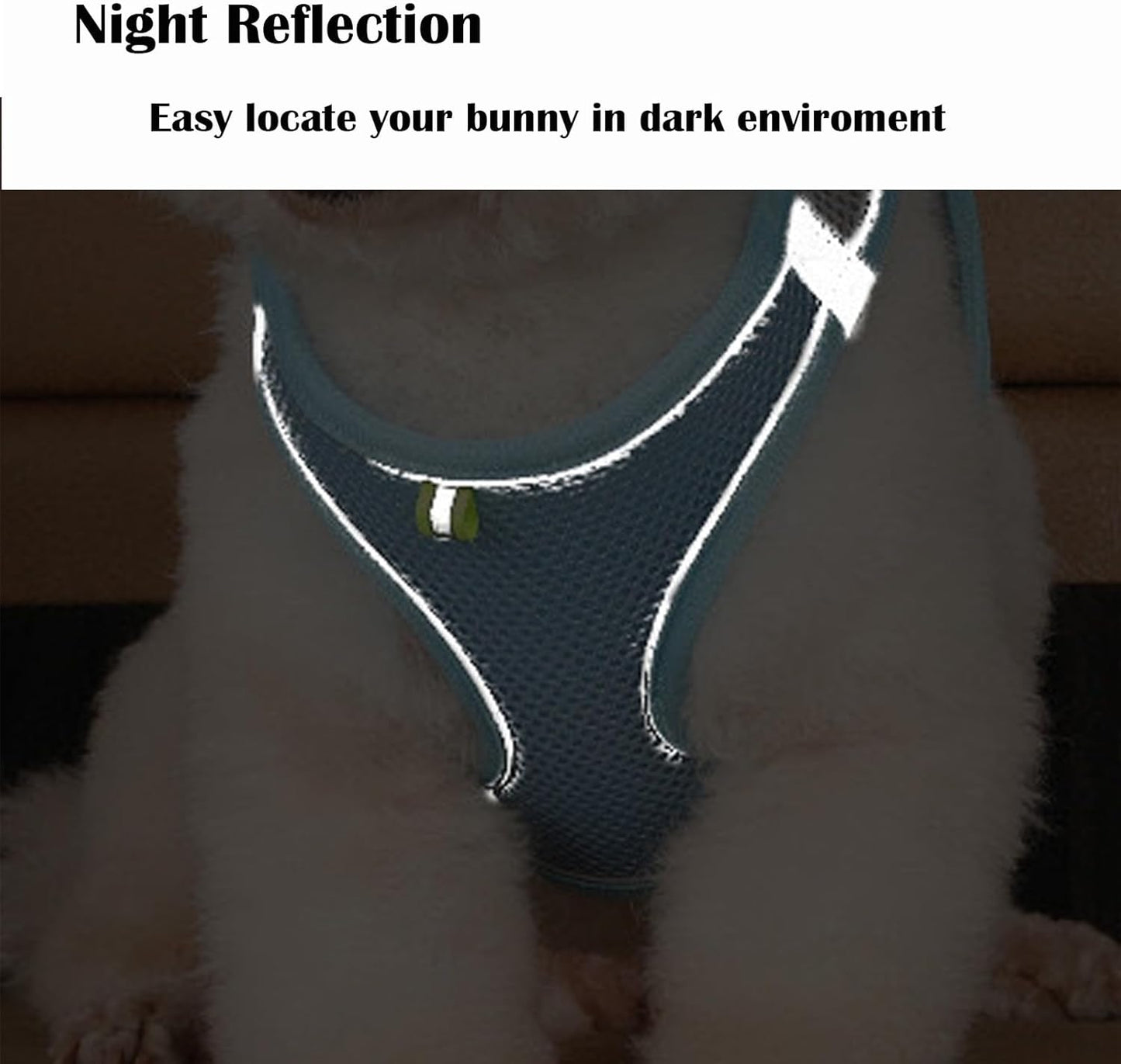 Rabbit Harness and Leash Set Escape Proof, Adjustable Soft Padded Vest, Breathable Mesh Bunny Harness with Reflective Strap, Safe for Small Animals(Green,M)