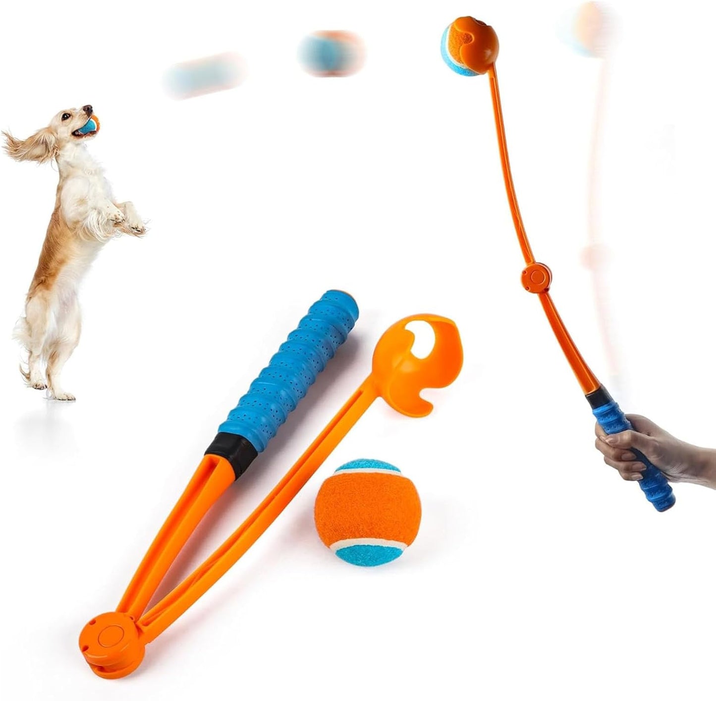 Retractable Dog with Bright Tennis Beads Grip for Long-Distance Throws – Portable Exercise Tool for All Breeds Easy Unsullied Dog Ball Starter