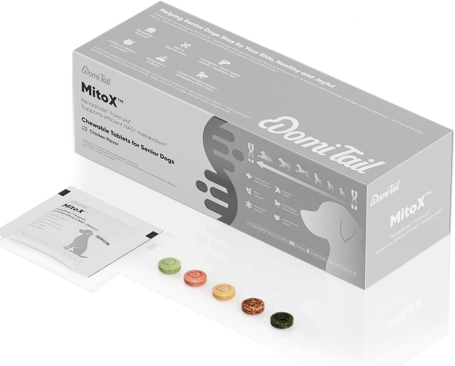 Senior Dog Supplements – Supports Cellular Vitality, Joint Flexibility, Liver & Heart Health, with NAD⁺, CoQ10, Chondroitin, for All Breeds Age 7+, 30 Sachets (5 Ct Each), Chicken