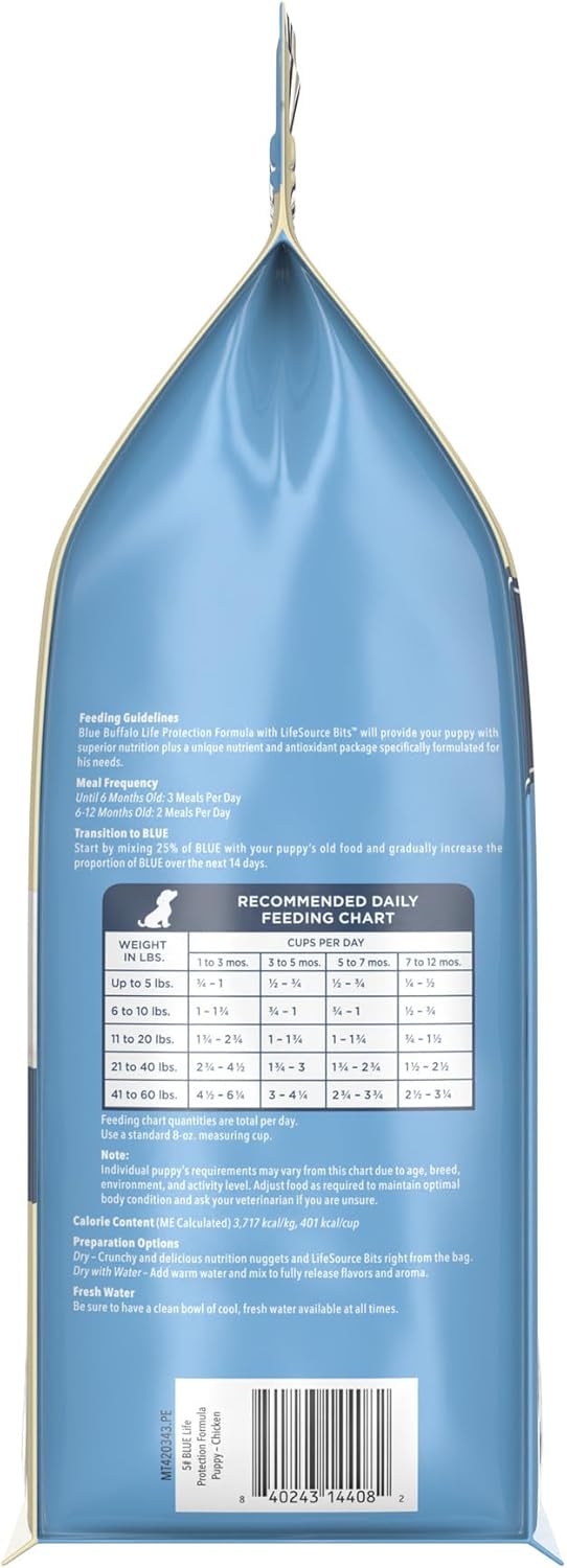 Blue Buffalo Life Protection Formula Puppy Dry Dog Food with DHA and ARA, Made with Natural Ingredients, Chicken & Brown Rice Recipe, 5-lb Bag