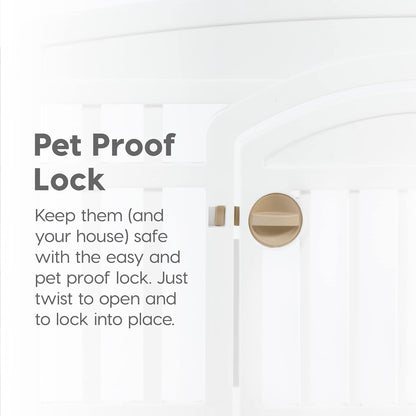 IRIS USA 34" 8-Panel Dog Playpen with Door, 63 x 63 x 35, Puppy Playpen, Dog Play Pen Indoors, Pet Fence, Puppies/Small Dogs, White