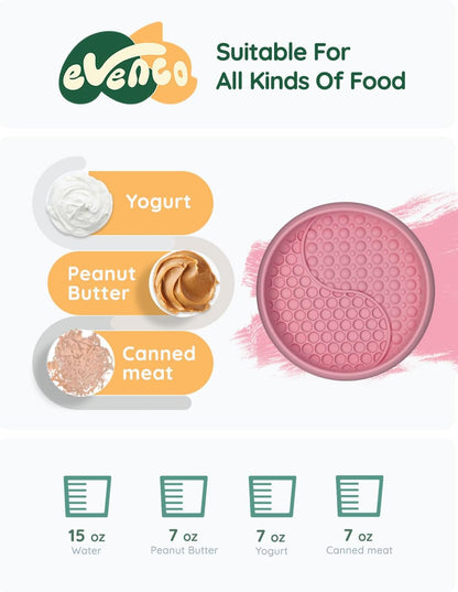 Slow Feeder Bowl Bundle: Pink Frozen Lick Mat (8.0" x 1.4") + Mint Green Starry Sky Feeder (5.3" x 3.7"), Freeze-Friendly Lick Bowl with Suction Cups for Enrichment and Anxiety Relief