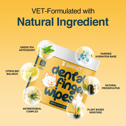 90 Dog Teeth Cleaning Wipes, No-Rinse Cat Toothbrush, Effective Dog Breath Freshener - Essential for Pet Supplies (1.5 in x 3.15 in)