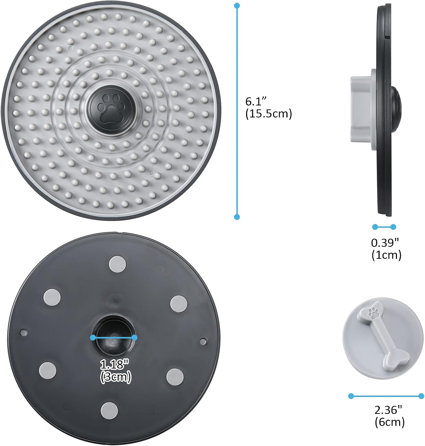 Avont Lick Mat for Dogs Cats, Cat Dog Crate Lick Mat Slow Feeder for Wet Food, Peanut Butter Lick Pad, Soothing Calming Licking Mat for Kennel Crate Training Grooming -Grey