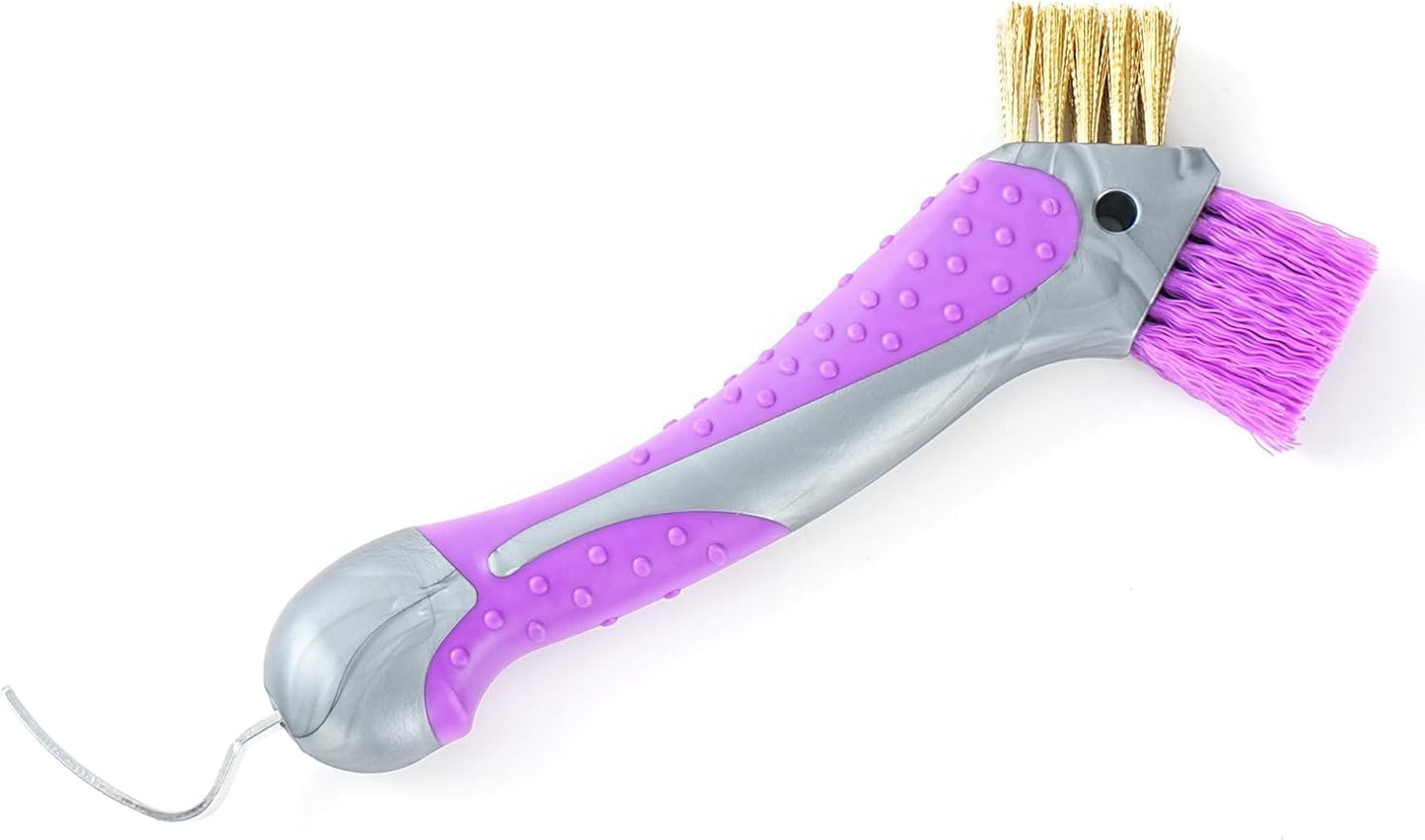 Horse Hoof Pick with Dual Brush,TPR Non-Slip Grip, Farrier Tool Hoof Pick for Horse Hoof Cleaning and Grooming