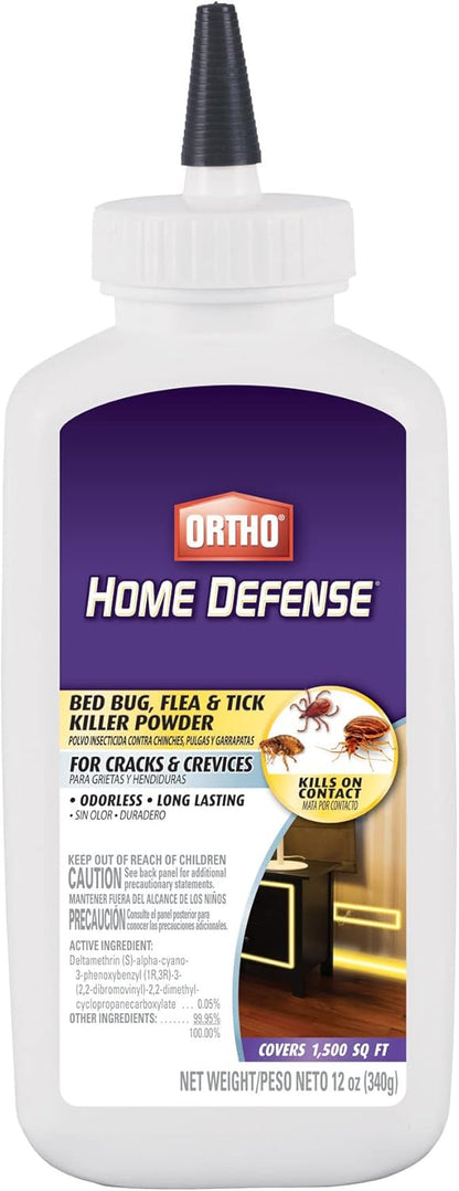 Ortho Home Defense Bed Bug, Flea & Tick Killer Powder, 12 oz