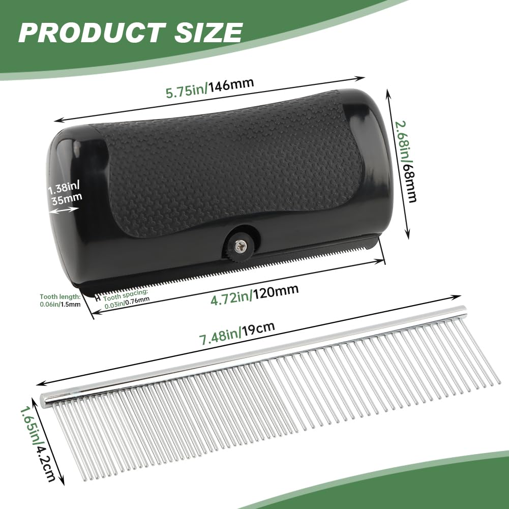 Deshedding Brush with Steel Comb,Dog Brush for Shedding,Pet Hair Removal Tool for Cats, Dogs, Rabbits, Horses, Matted Hair, Loose Hairs