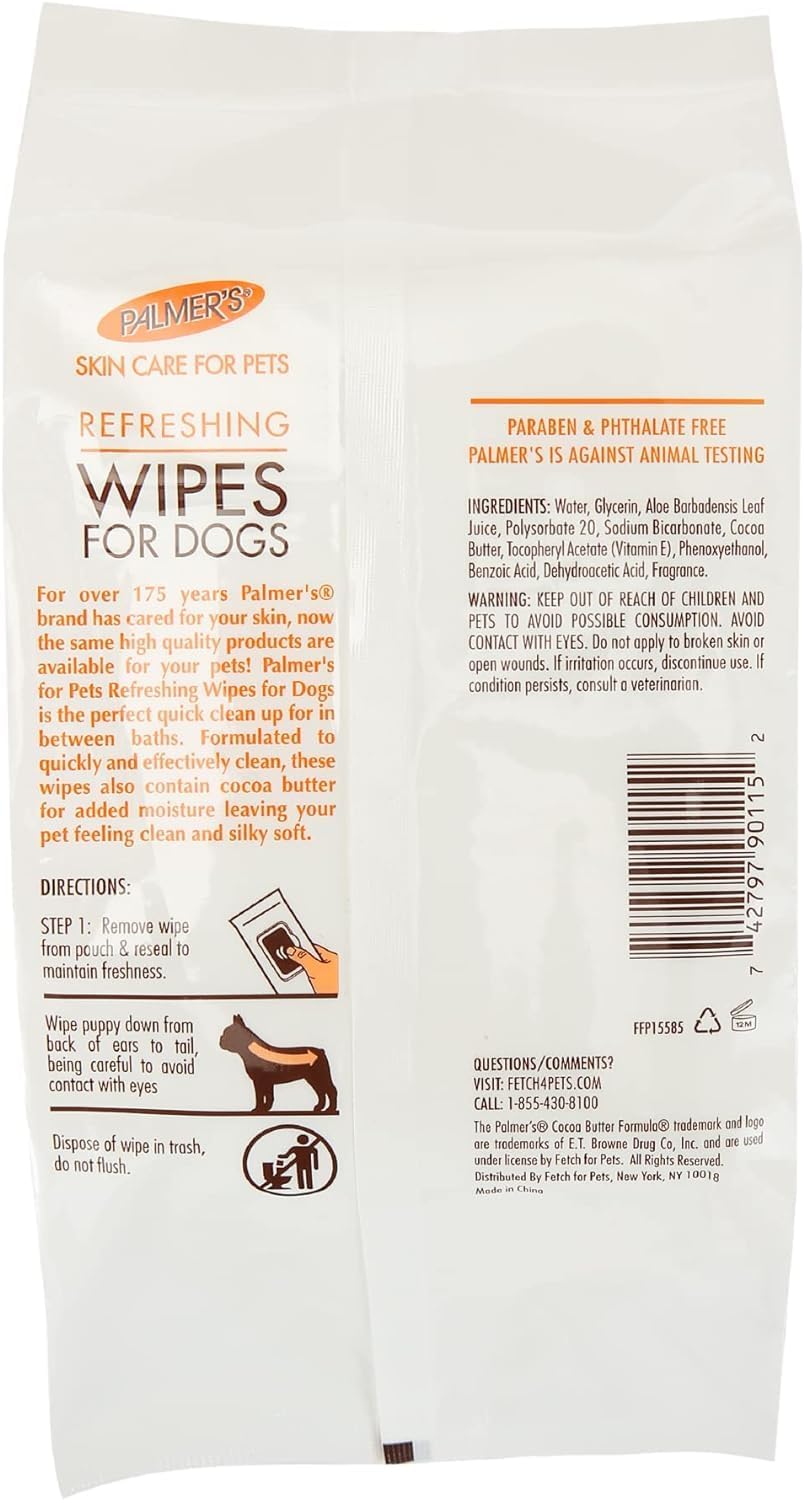 Palmer's for Pets Gentle Refreshing Wipes for Puppies - Coconut Oil Puppy Wipe - Pet Grooming Towelettes for Dogs, 100 Count - 3 Pack