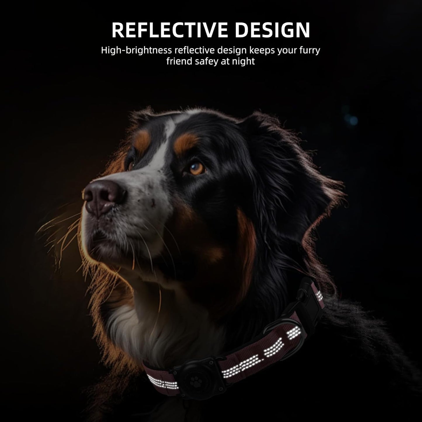 Upgraded AirTag Dog Collar, IP68 Waterproof Air Tag Dog Collar Holder, Reflective, Ultra-Durable, Comfortable Padded, Heavy Duty Dog Collars for Small Medium Large Dogs (L (14.8"-20.3"), Pink)