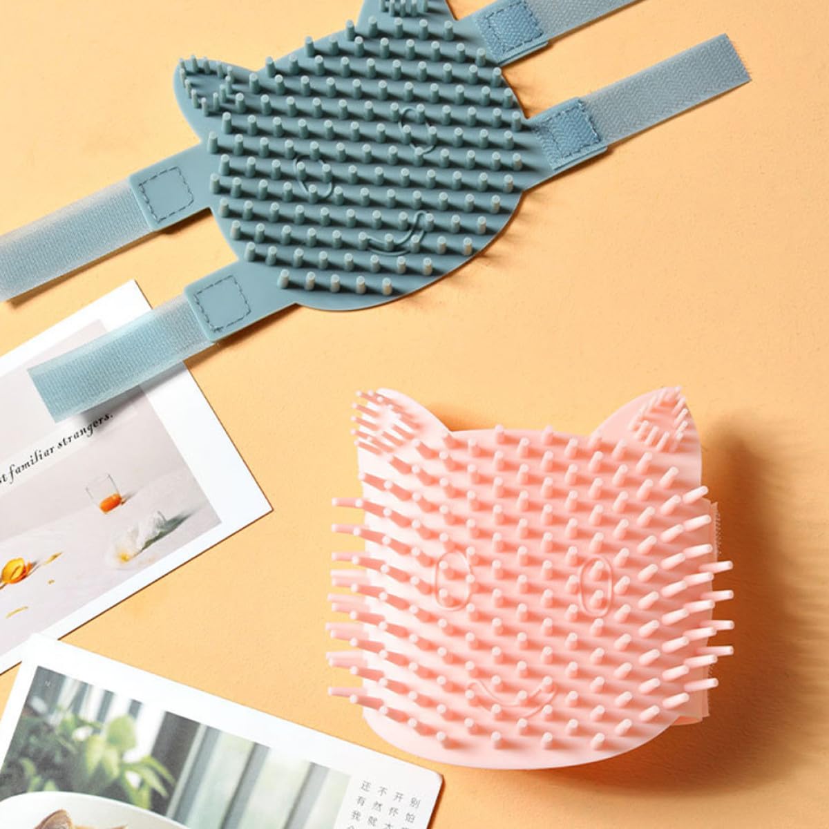 Cat Self Grooming Brush Silicone Corner Massage Comb Large Pink Wet and Dry Use Pet Shedding Removal Tool for Indoor Cats